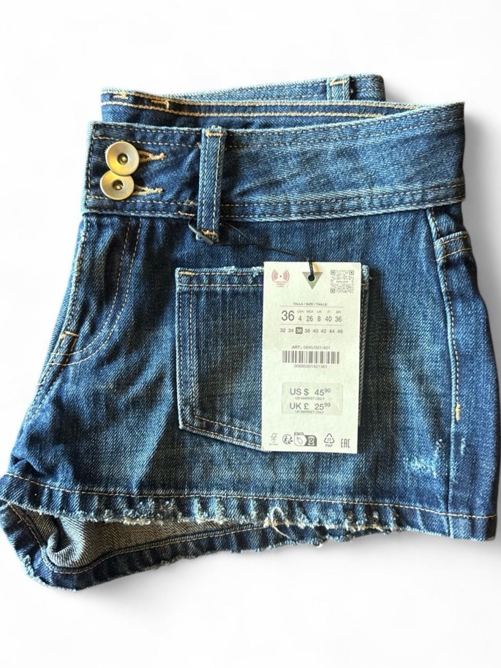 Zara Blue Low-Rise Denim Mini Shorts